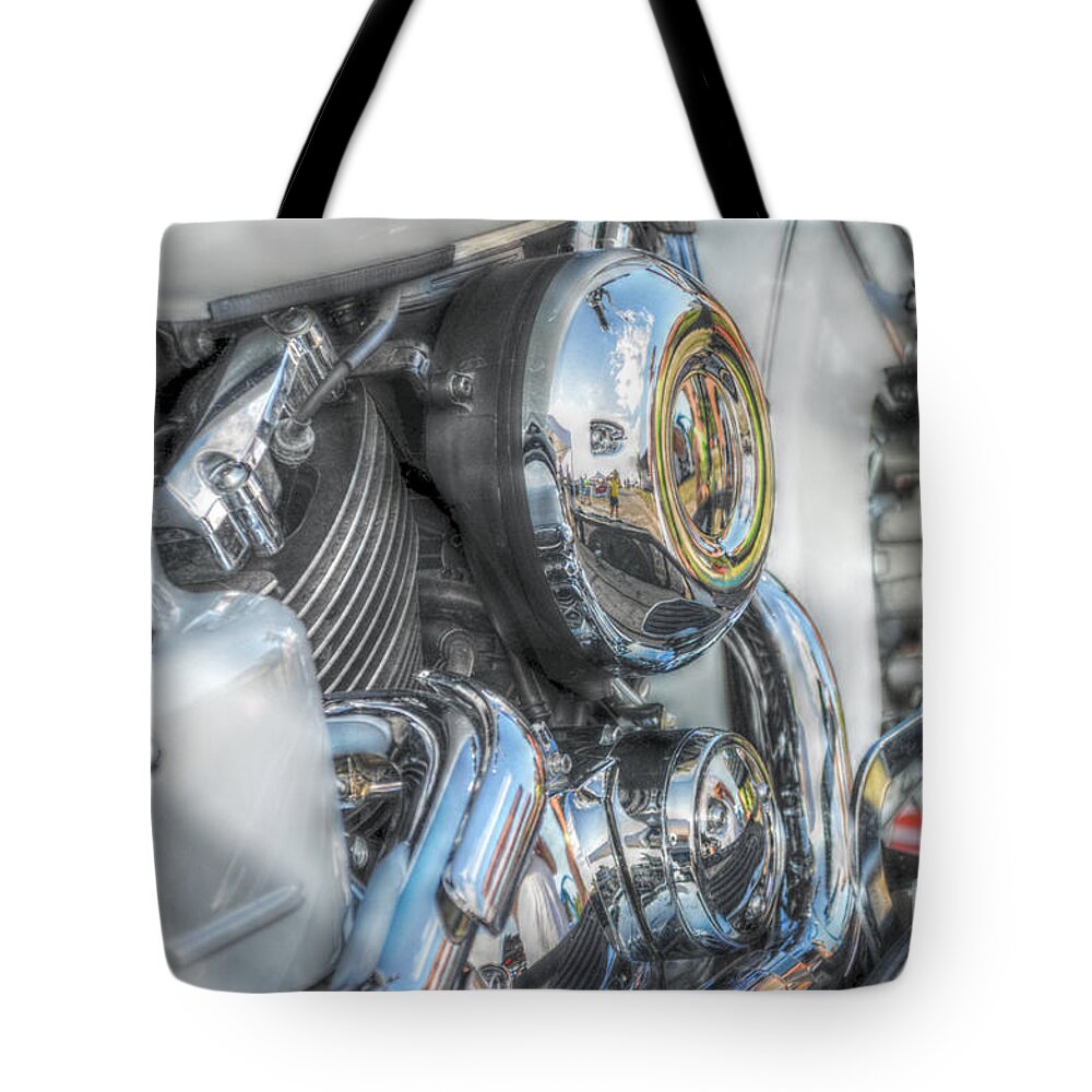 Background Tote Bag featuring the photograph Chrome to Home by Peggy Franz