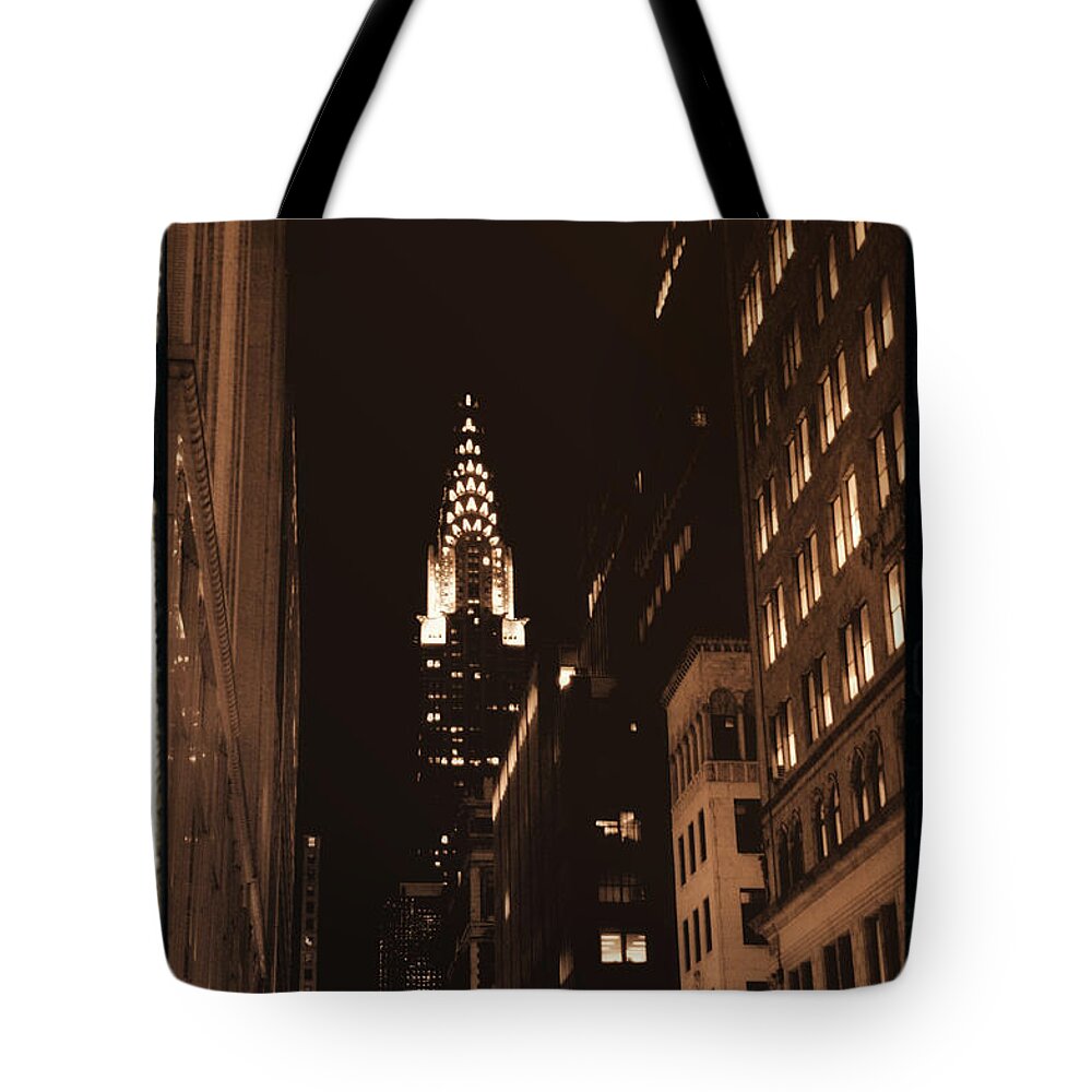 New York Tote Bag featuring the photograph Chrysler Building by Donna Blackhall