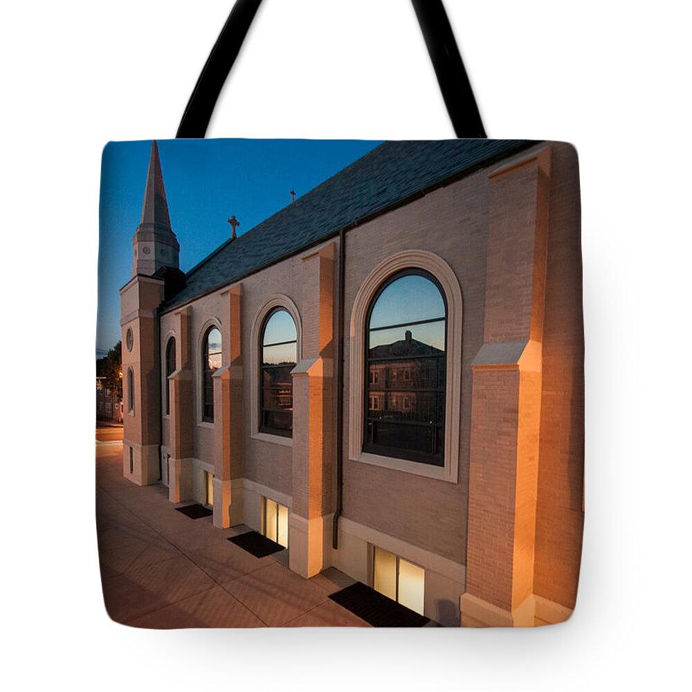 Boston Tote Bag featuring the photograph Church Reflections by Brian MacLean