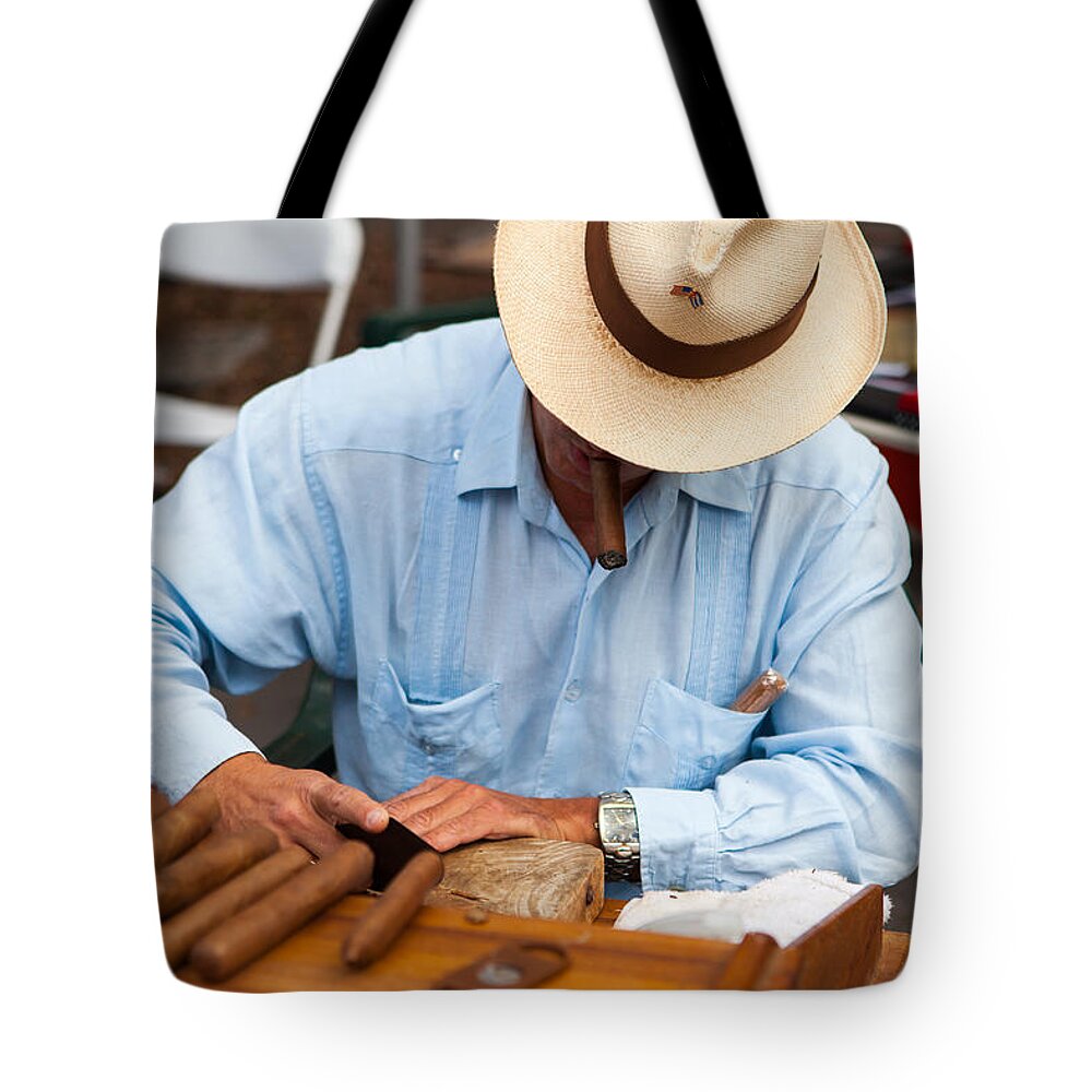 Cuban Tote Bag featuring the photograph Cigar Maker by Raul Rodriguez