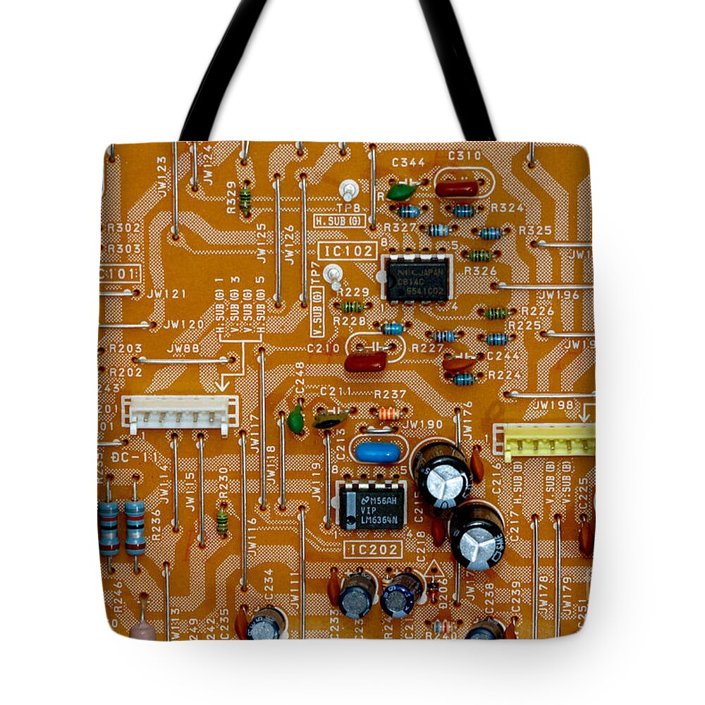 Chip Tote Bag featuring the photograph Circiruit Board Macro by Amy Cicconi