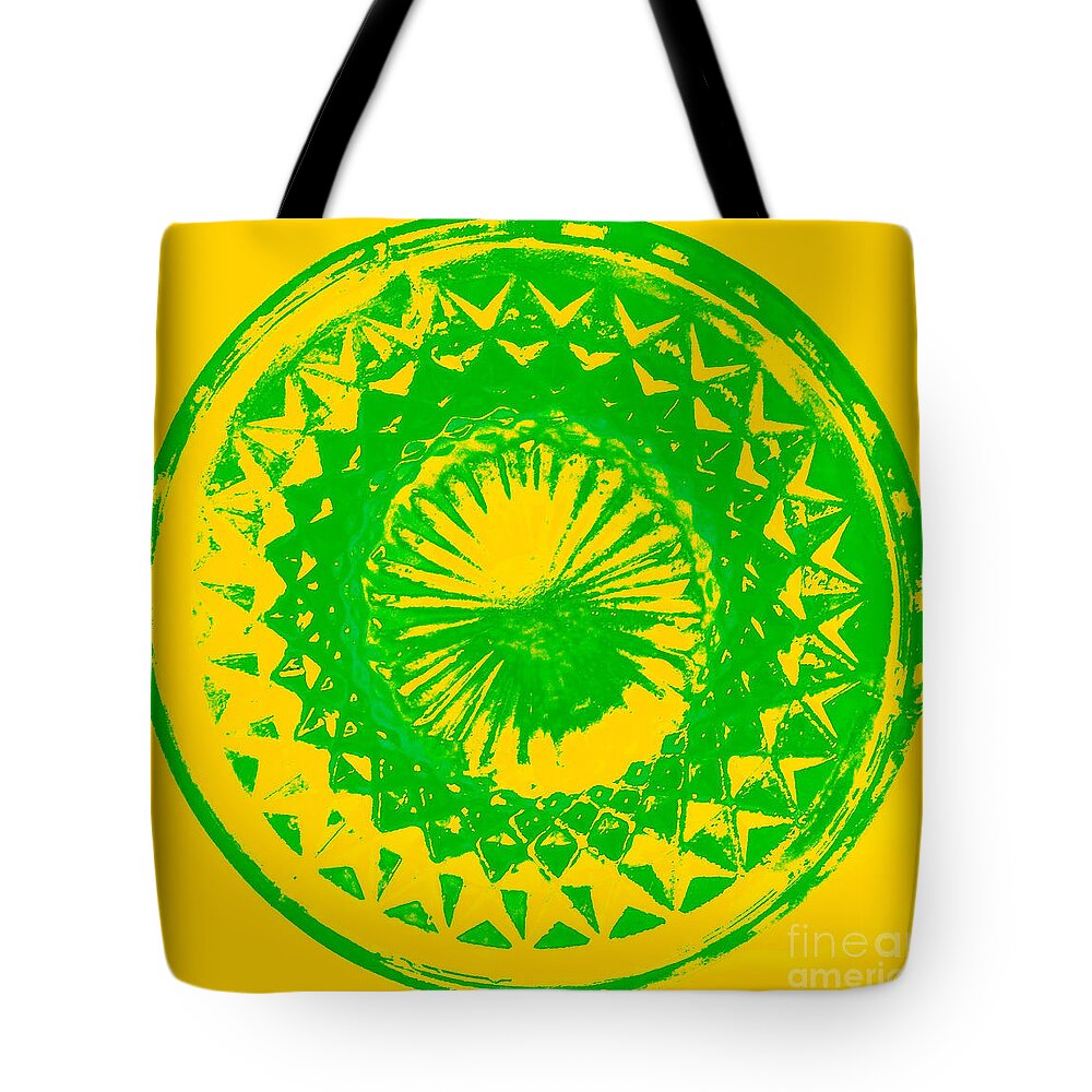 Abstract Tote Bag featuring the digital art Circle Yellow by Anita Lewis