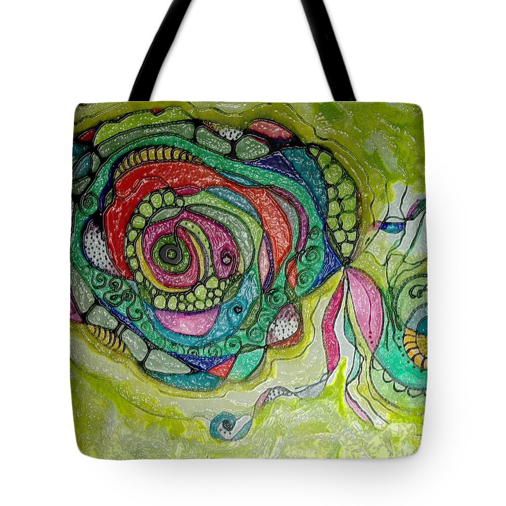 Original Acrylic/encaustic Paimting On Canvas Tote Bag featuring the mixed media Circles by Ruth Dailey