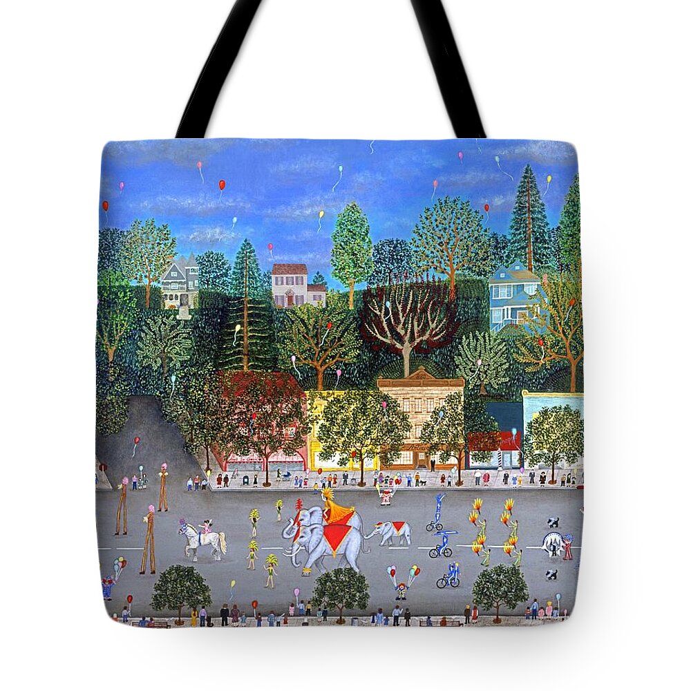 Circus Tote Bag featuring the painting Circus Parade Two by Linda Mears