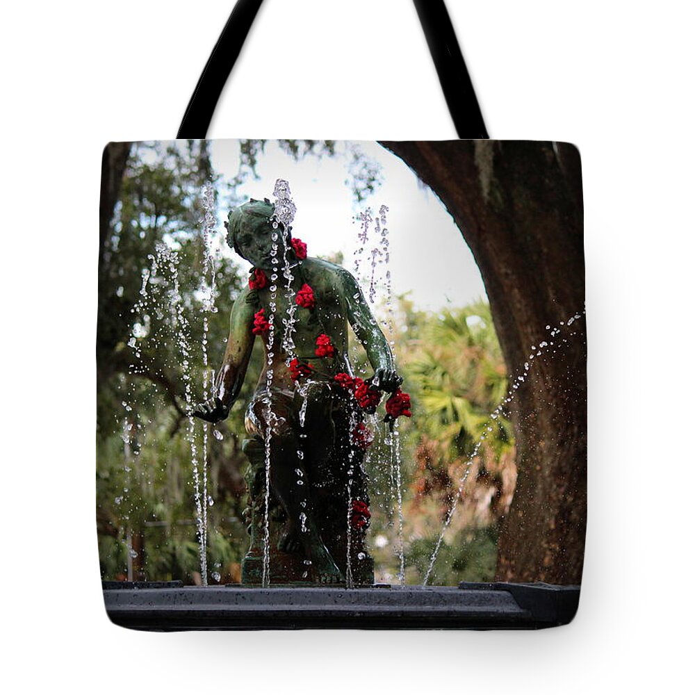 Fountain Tote Bag featuring the photograph City Park Fountain by Beth Vincent