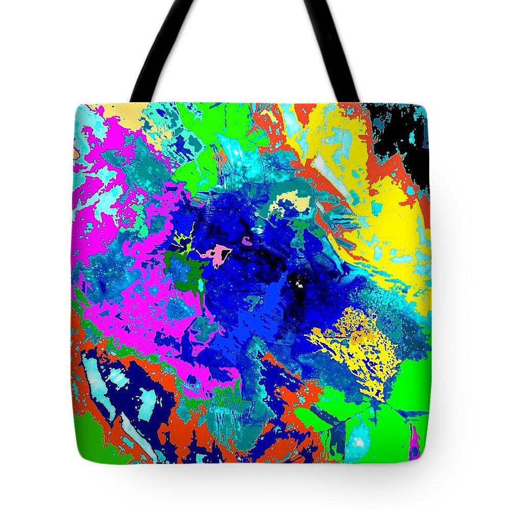 Abstract Tote Bag featuring the painting City Scenes 3D Abstract by Saundra Myles