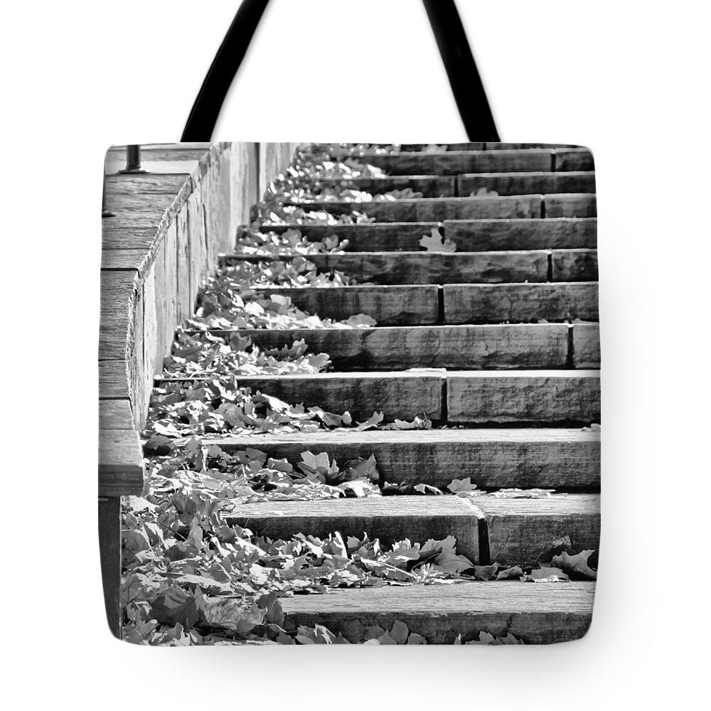 Downtown Tote Bag featuring the mixed media City Steps 2 by Angelina Tamez