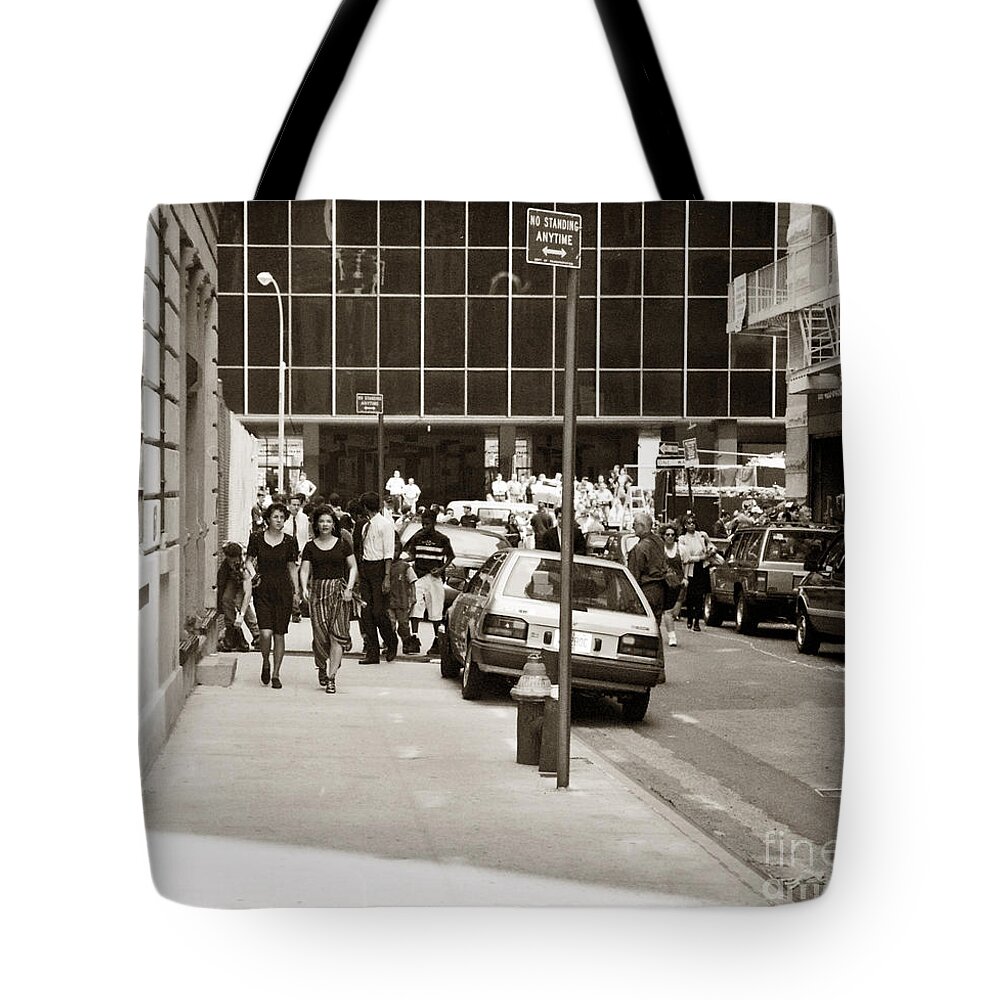 City Streets 1990 Tote Bag featuring the photograph City Streets 1990s by John Rizzuto
