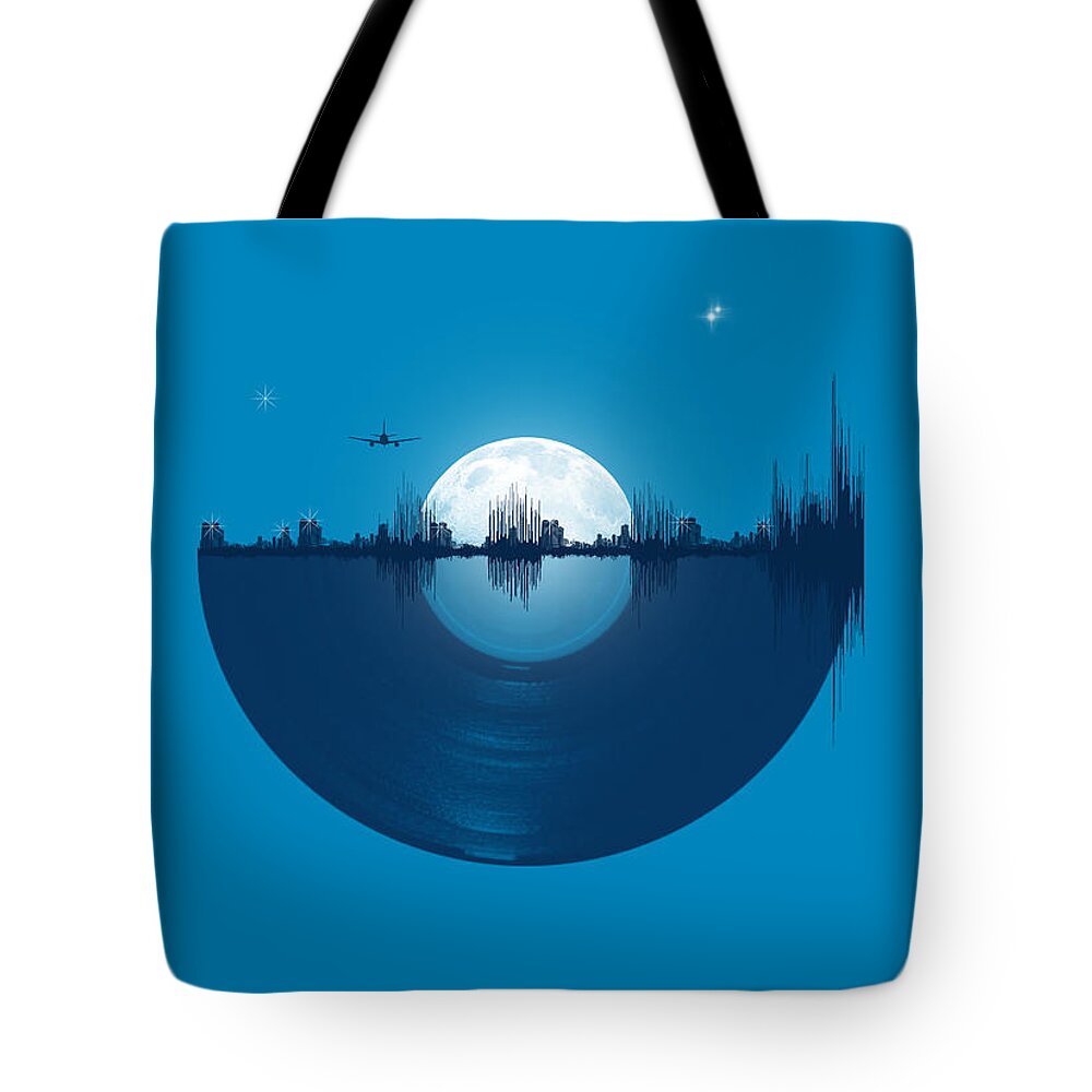 City Tote Bag featuring the digital art City tunes by Neelanjana Bandyopadhyay