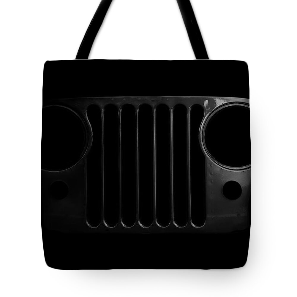 Jeep Tote Bag featuring the photograph CJ Grille- Fade to Black by Luke Moore
