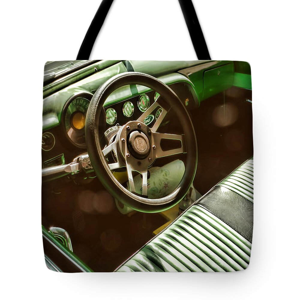 Car Interior Tote Bag featuring the photograph Classic Car Restored Ford by Cathy Anderson