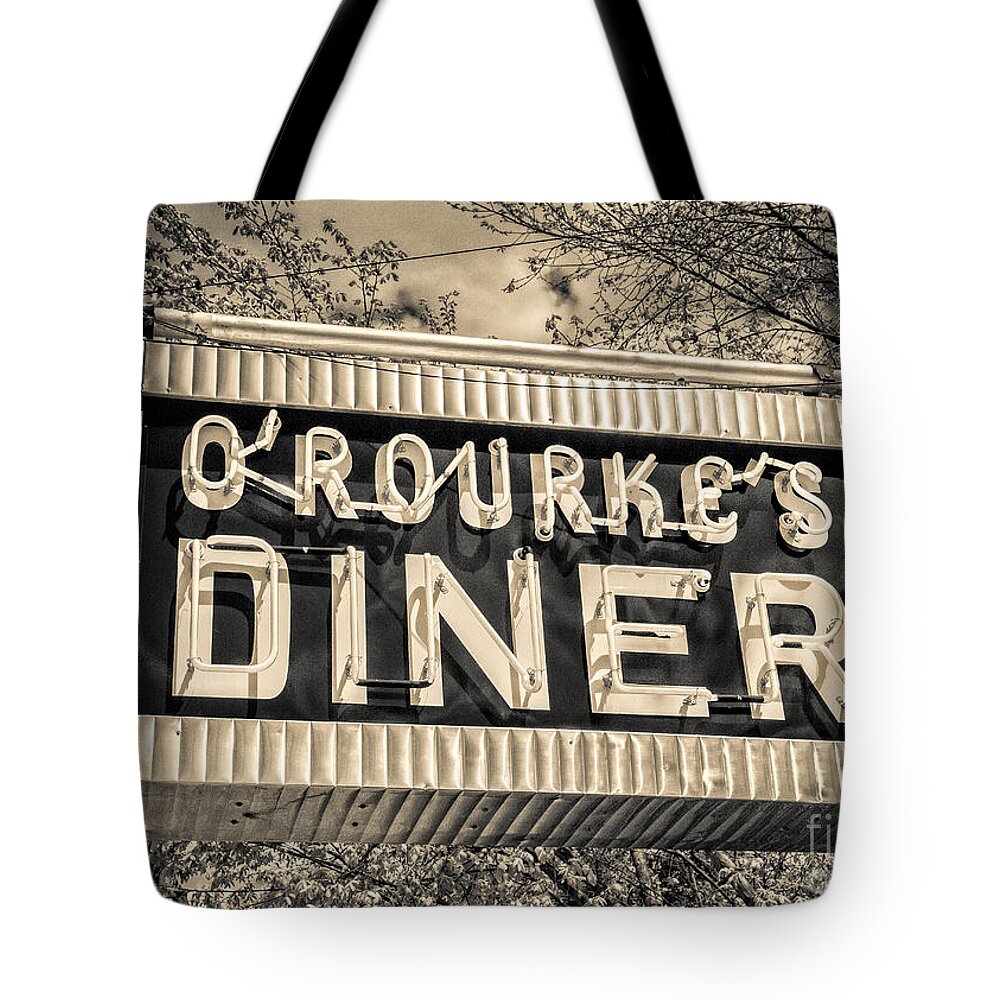 Middletown Tote Bag featuring the photograph Classic Diner Neon Sign Middletown Connecticut by Edward Fielding
