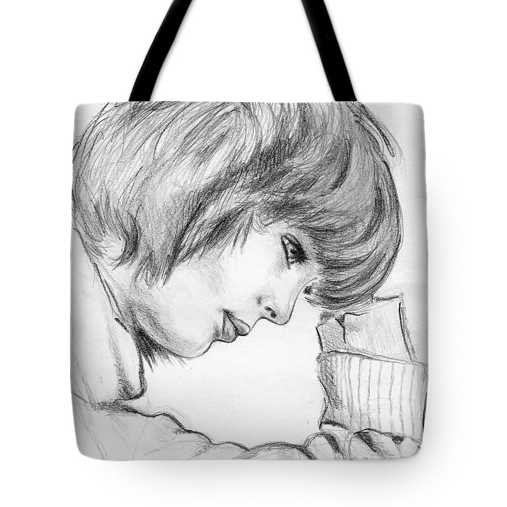 Claudia Rivelli Tote Bag featuring the drawing Claudia Rivelli by Elaine Berger
