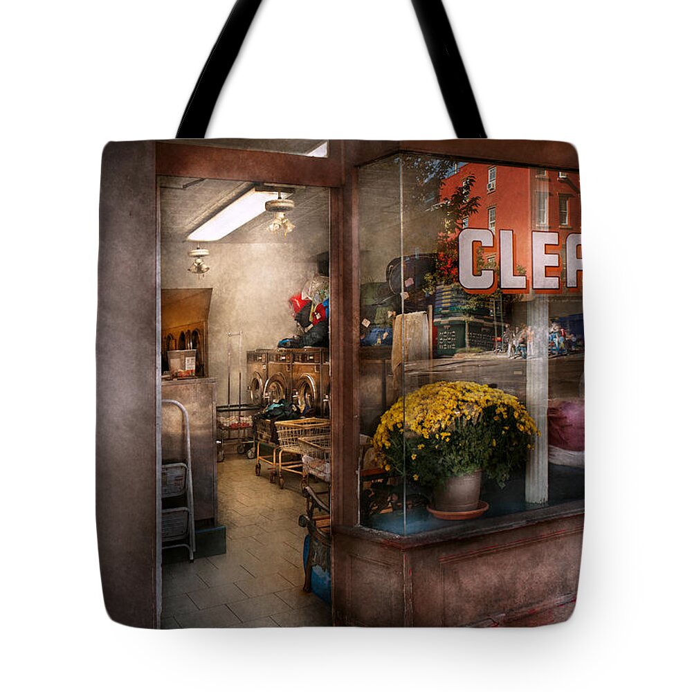 Cleaner Tote Bag featuring the photograph Cleaner - NY - Chelsea - The cleaners by Mike Savad