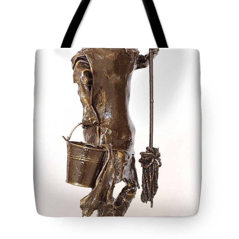 Girl Tote Bag featuring the photograph Cleaning Girl by Vivian Martin