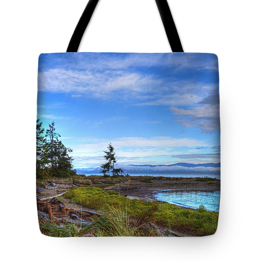 Blue Tote Bag featuring the photograph Clearing Skies by Randy Hall