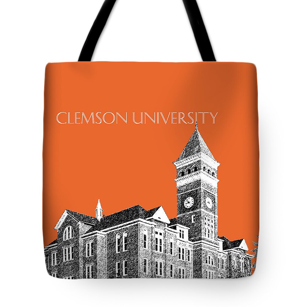 University Tote Bag featuring the digital art Clemson University - Coral by DB Artist