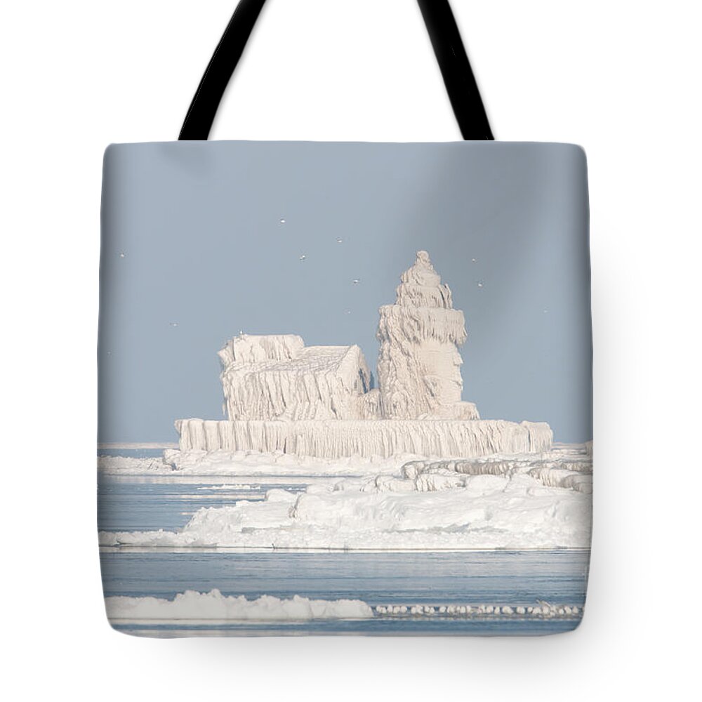 Clarence Holmes Tote Bag featuring the photograph Cleveland Harbor West Pierhead Light II by Clarence Holmes