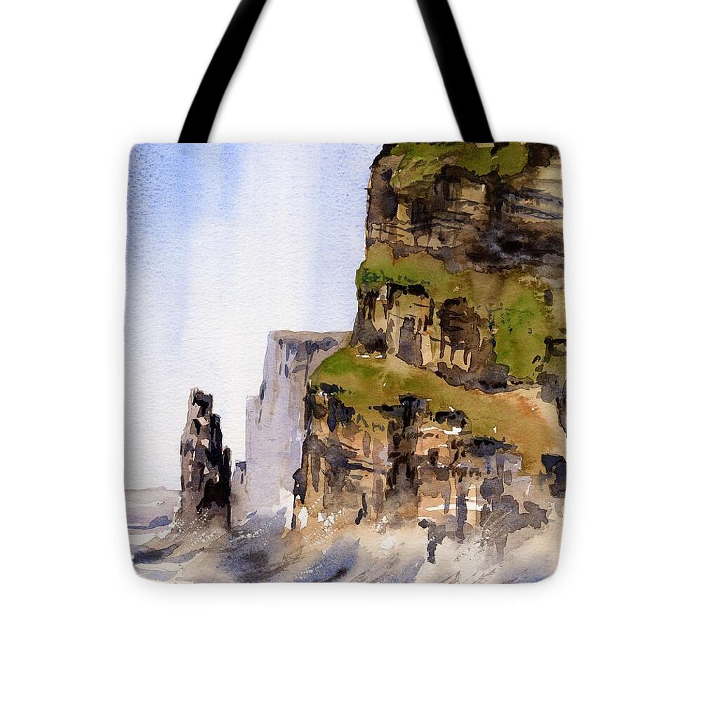 Val Byrne Tote Bag featuring the painting CLARE  The Cliffs of Moher  by Val Byrne