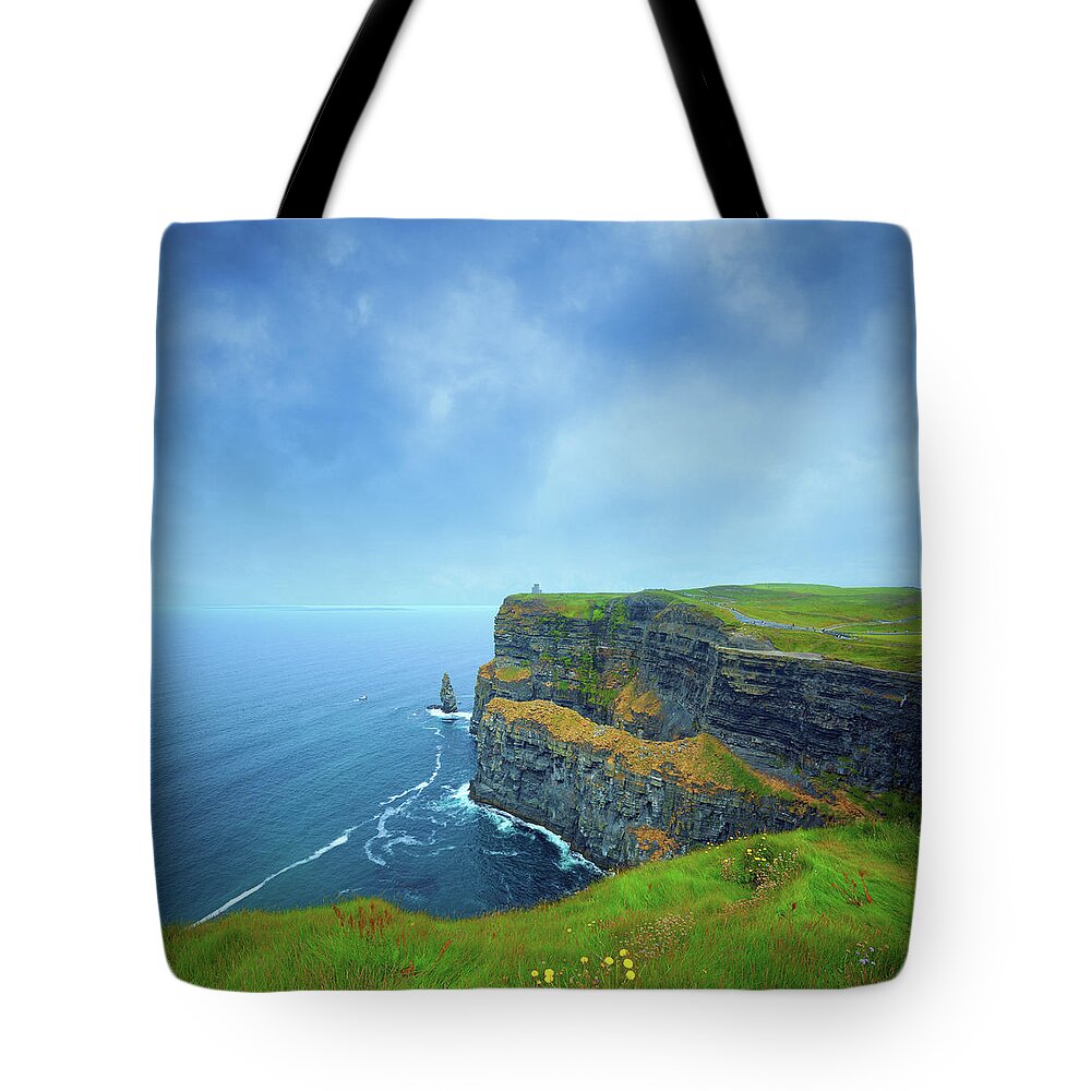 Extreme Terrain Tote Bag featuring the photograph Cliffs Of Moher In Ireland by Mammuth
