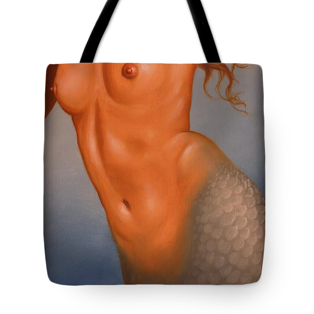 Seahorse Tote Bag featuring the painting Close quarters by John Silver
