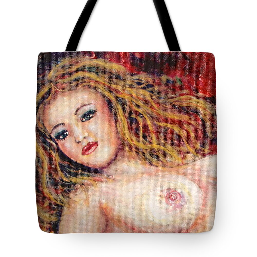 Nude Tote Bag featuring the painting Close-up of Naked by Natalie Holland