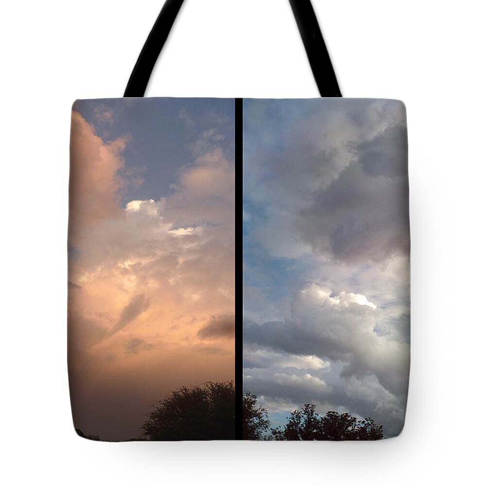 Clouds Tote Bag featuring the photograph Cloud Diptych by James W Johnson