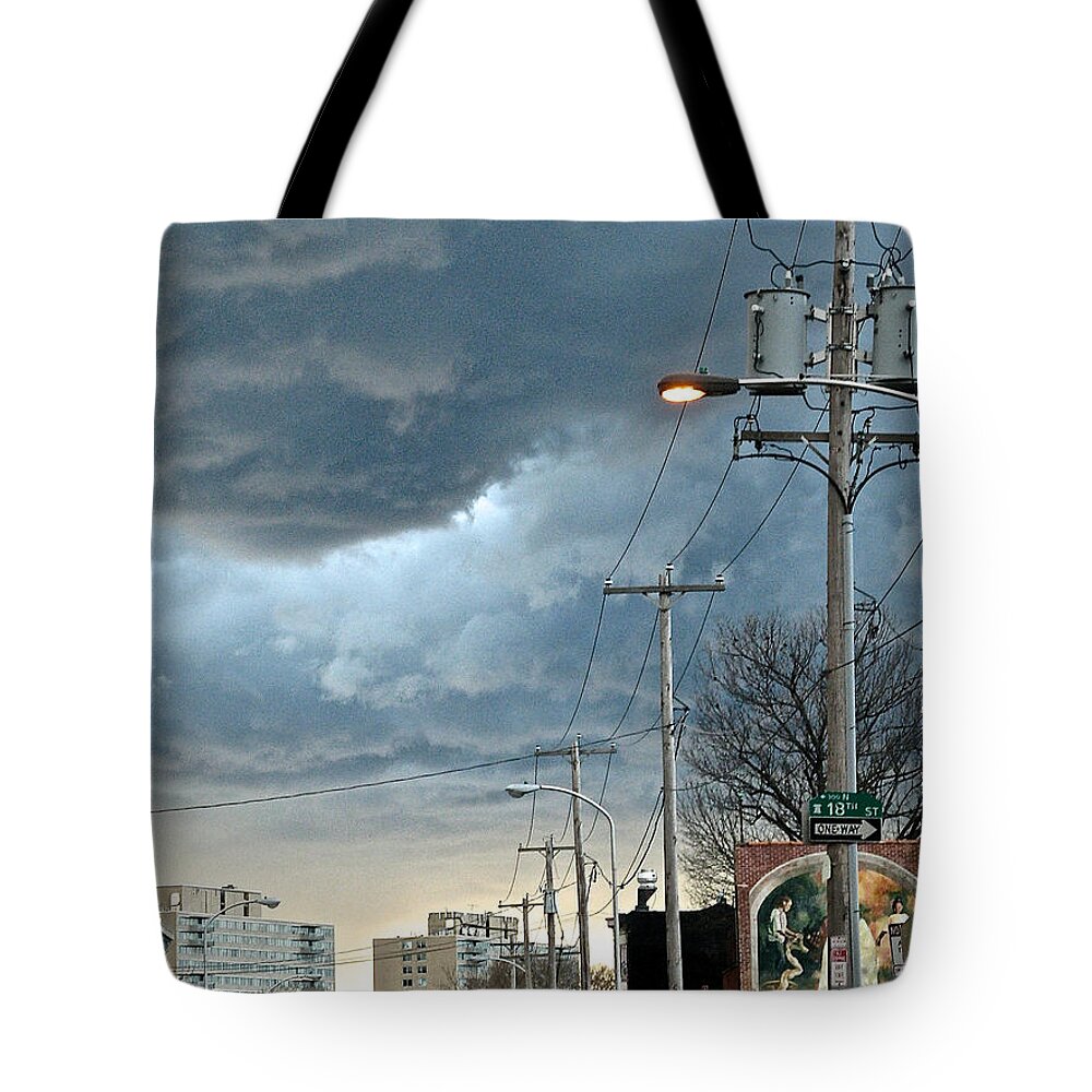 Clouds Tote Bag featuring the photograph Clouds Over Philadelphia by Christopher Plummer