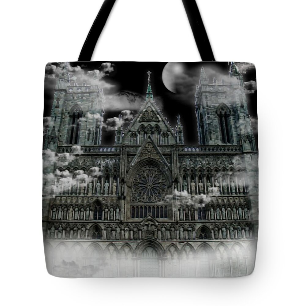Cathedral Tote Bag featuring the photograph Cloudy Cathedral by Digital Art Cafe