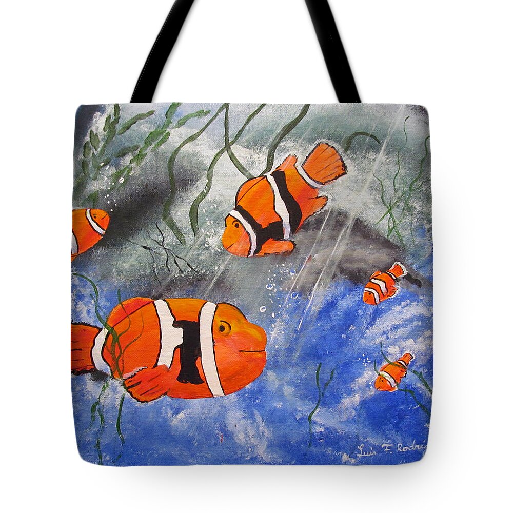 Clown Fish Tote Bag featuring the painting Clown Fish II by Luis F Rodriguez