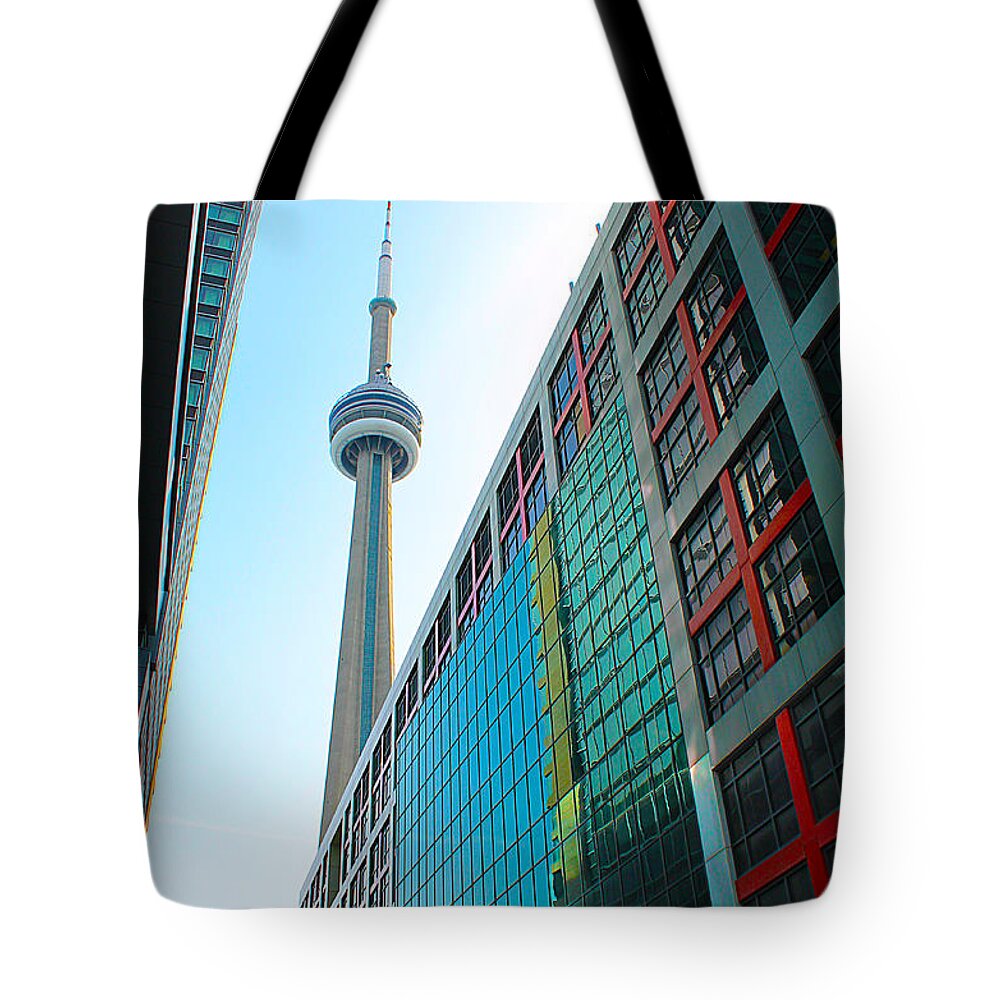 Cn Tower Tote Bag featuring the photograph CN Tower and the CBC by Nina Silver