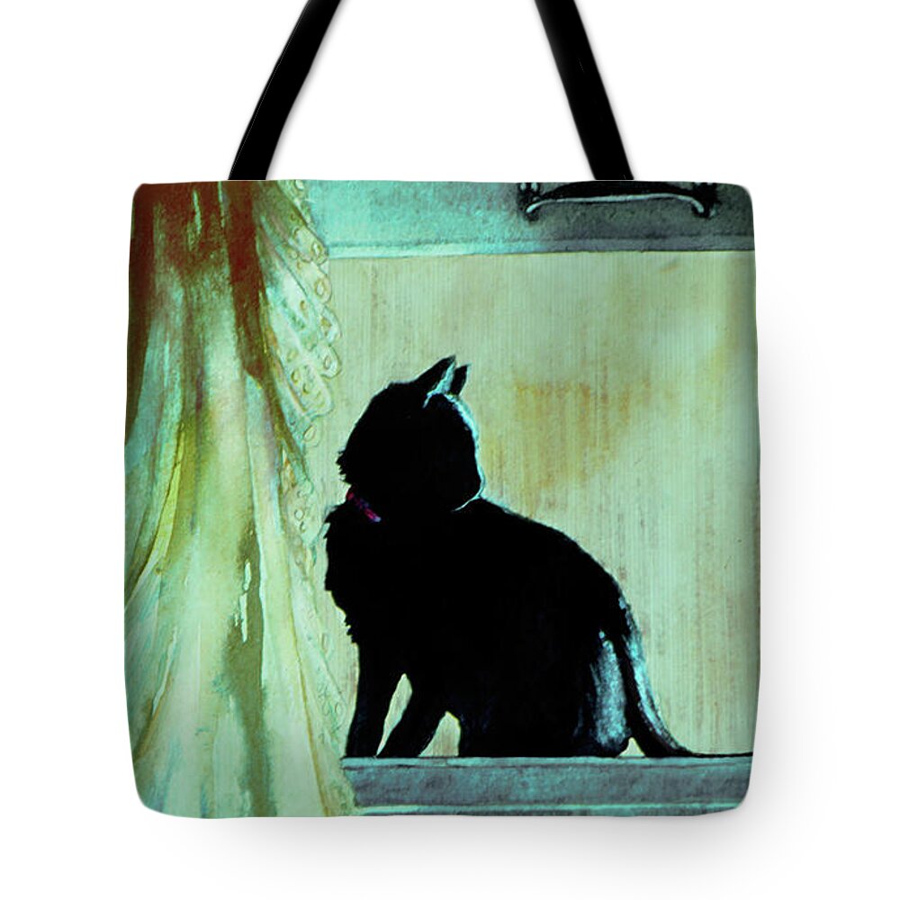 Cat Tote Bag featuring the painting Coaly by Jill Westbrook