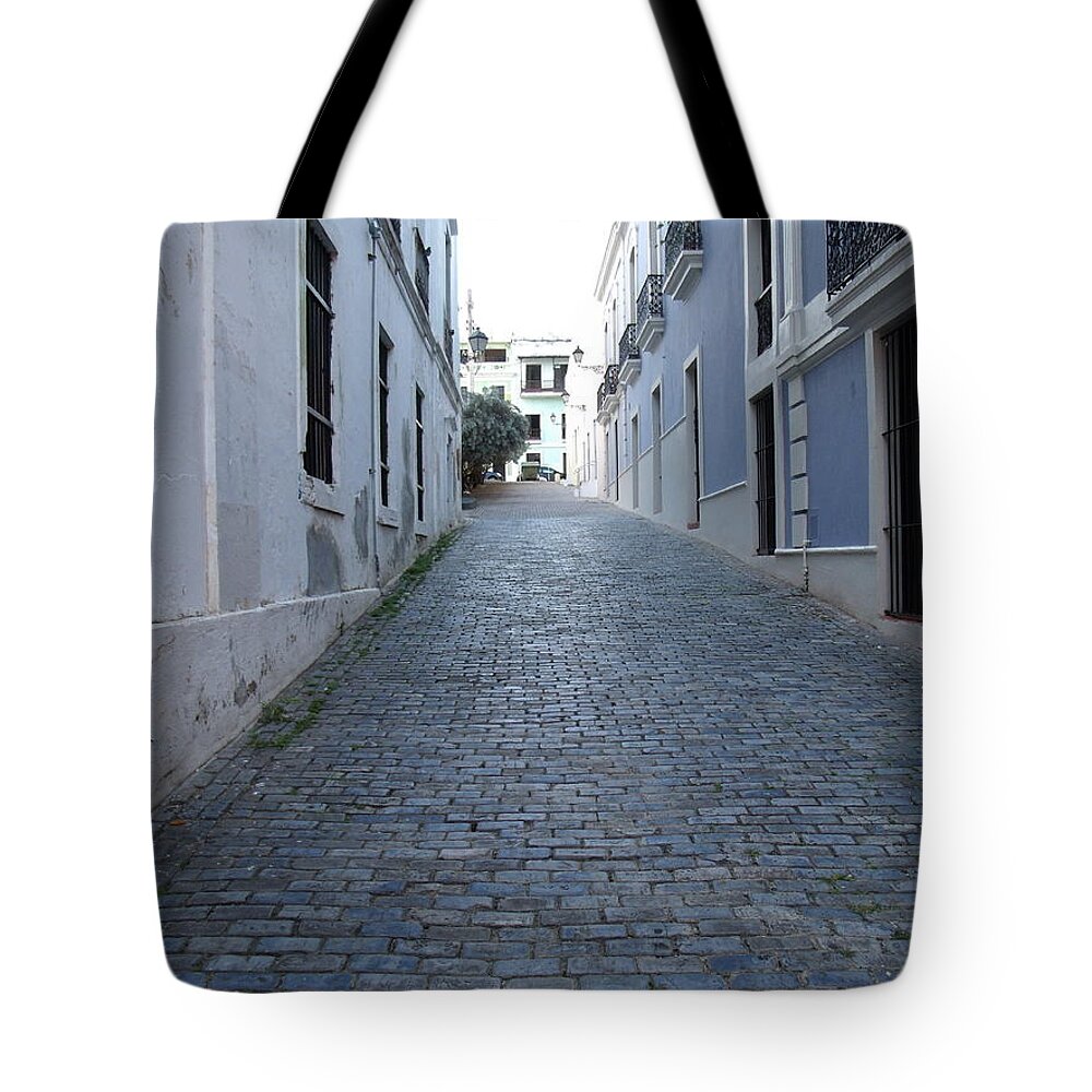 Puerto Rico Tote Bag featuring the photograph Cobble Street by David S Reynolds