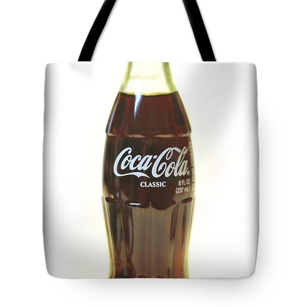 Coca Cola Tote Bag featuring the photograph Coca Cola Classic White by Terry DeLuco