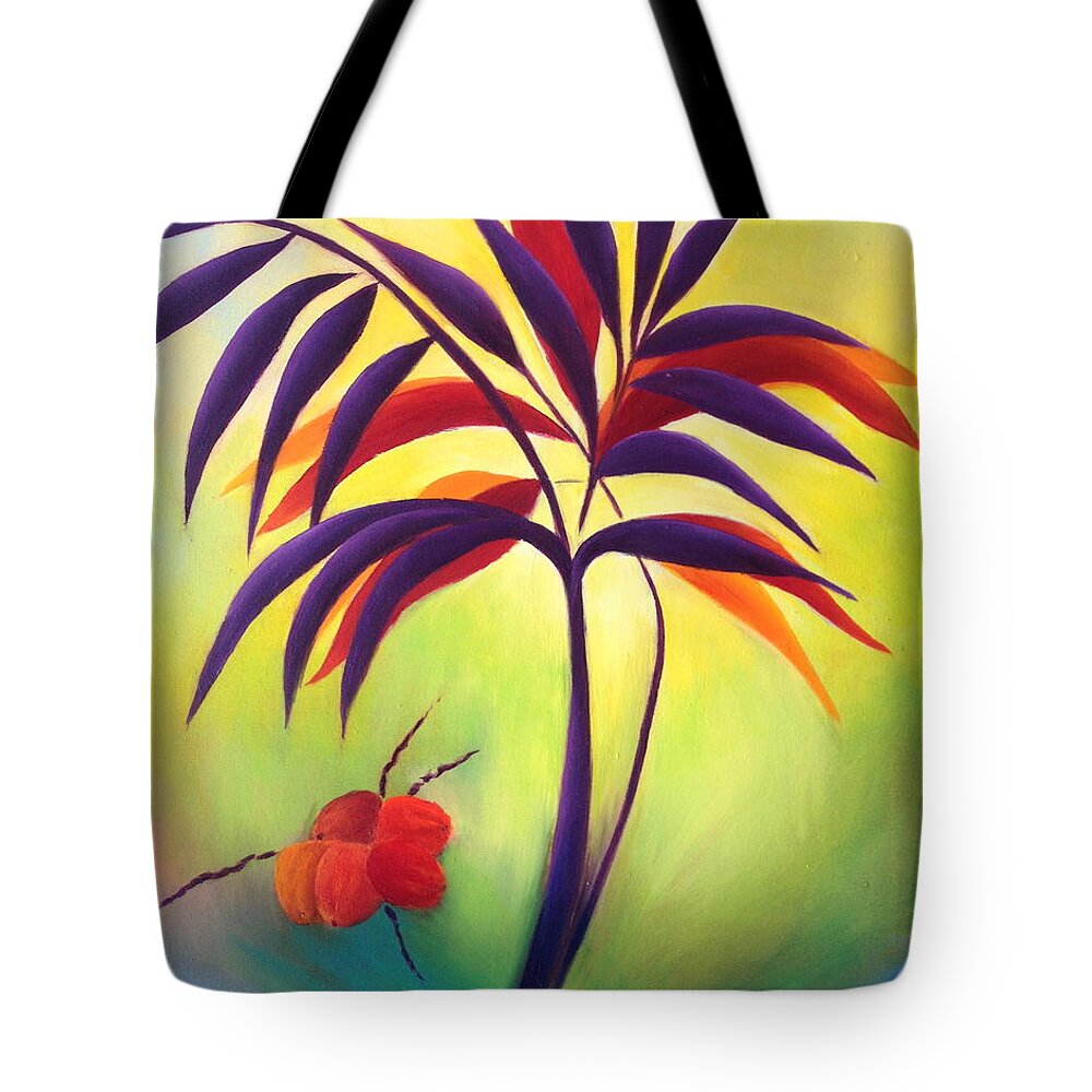 Tree Tote Bag featuring the painting Coconuts by Karin Eisermann