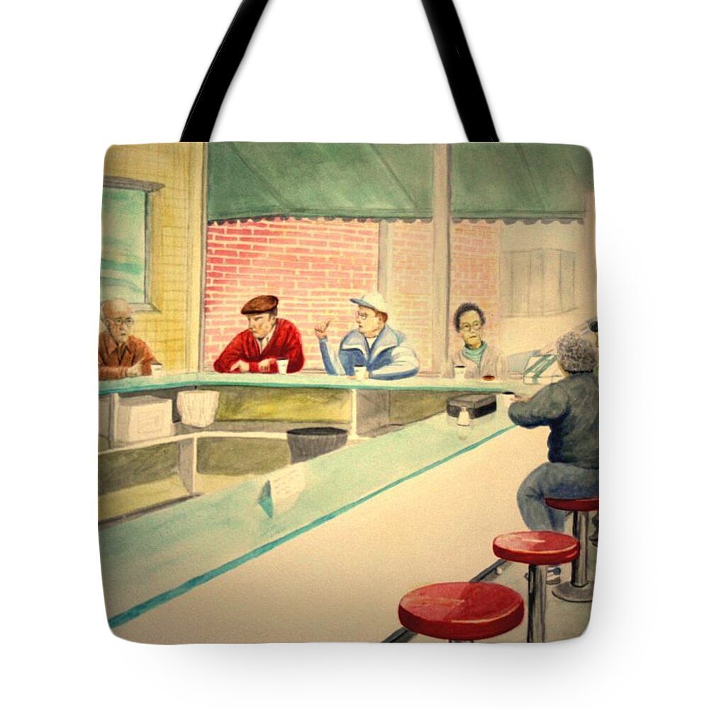 Donuts Tote Bag featuring the painting Coffee and Doughnuts by Stacy C Bottoms