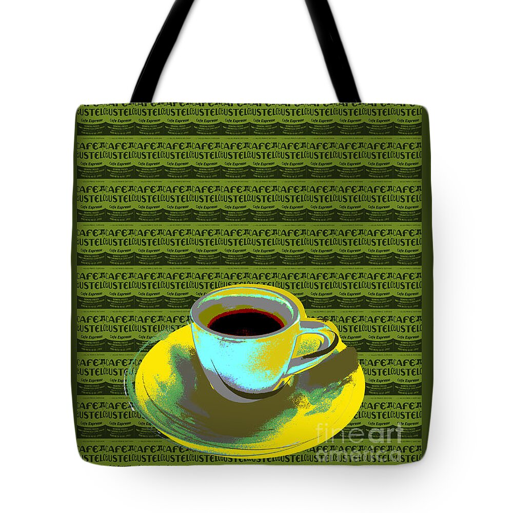 Coffee Tote Bag featuring the digital art Coffee cup Pop Art by Jean luc Comperat