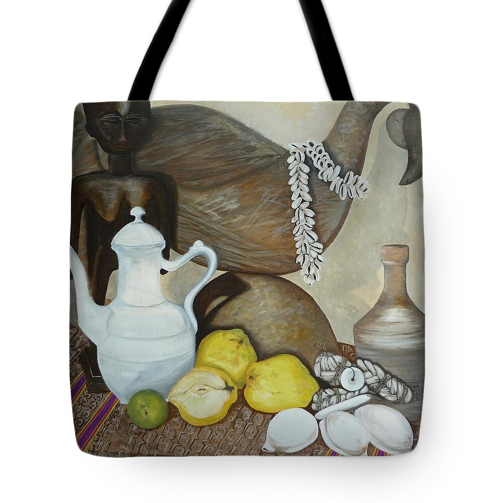 Food Tote Bag featuring the painting Coffee Pot by Helen Syron