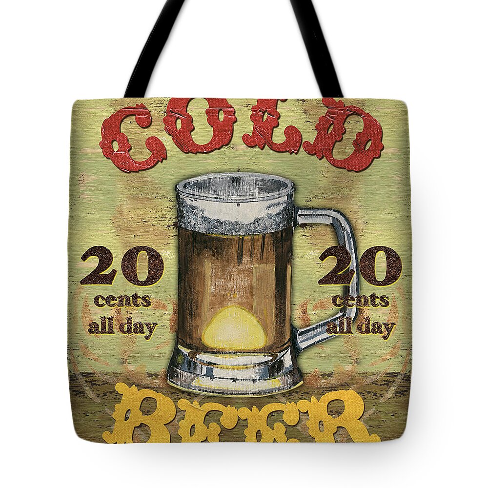Food Tote Bag featuring the painting Cold Beer by Debbie DeWitt