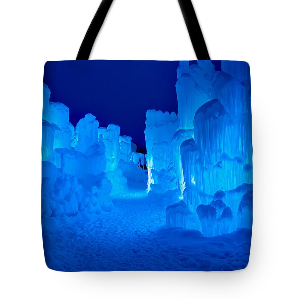 Ice Tote Bag featuring the photograph Cold Clear Blues by Greg Fortier