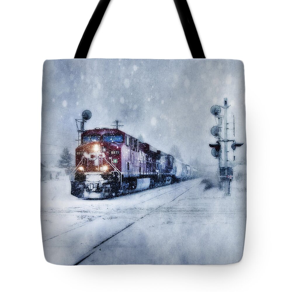 Train Tote Bag featuring the photograph Cold Nights On The Midnight Train Color by Theresa Tahara