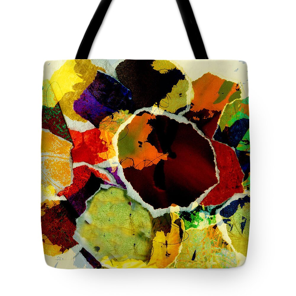 Abstract Tote Bag featuring the digital art Collage Art Torn Paper by Ann Powell