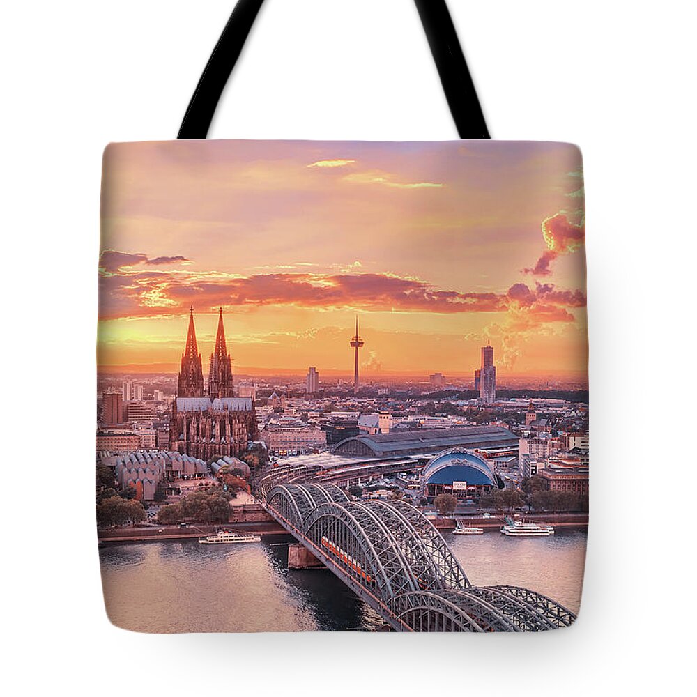 Tranquility Tote Bag featuring the photograph Cologne Sunset From Above by Matthias Haker Photography