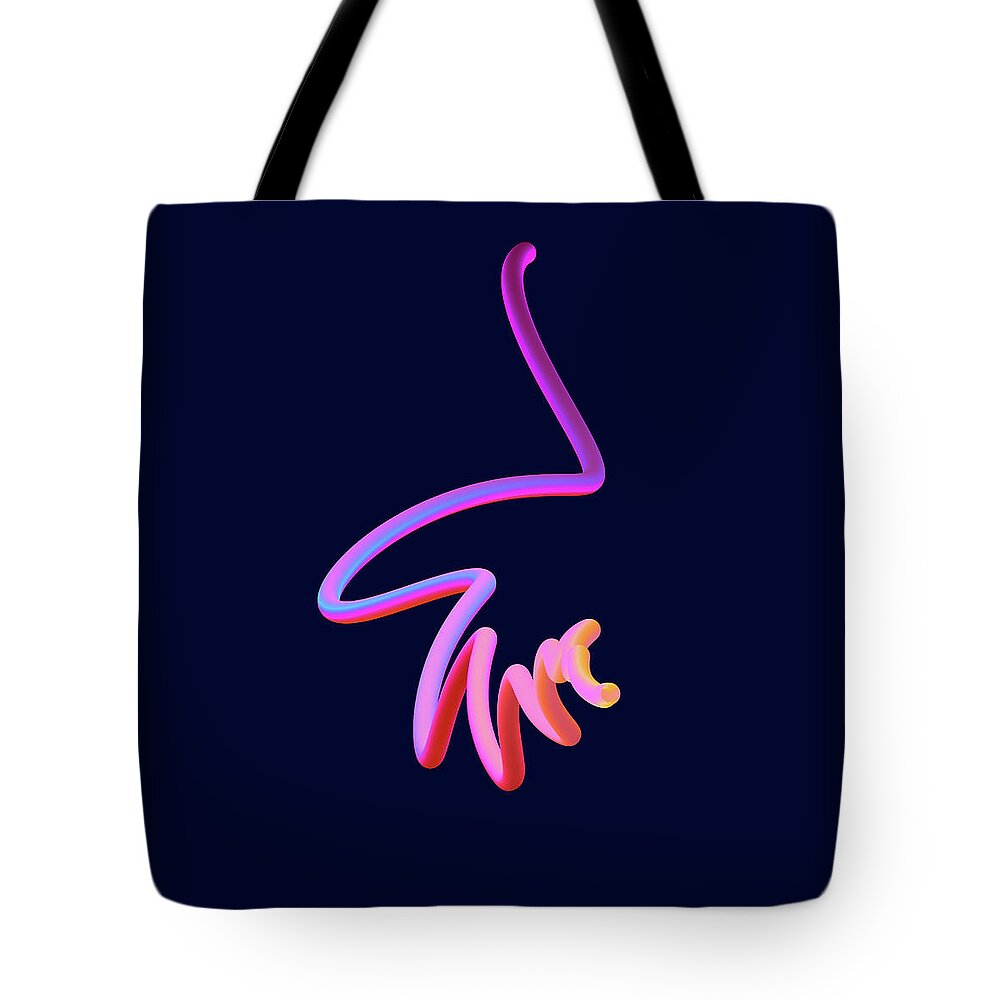 Curve Tote Bag featuring the digital art Color Gradient Curve Pipe Pattern by Naqiewei