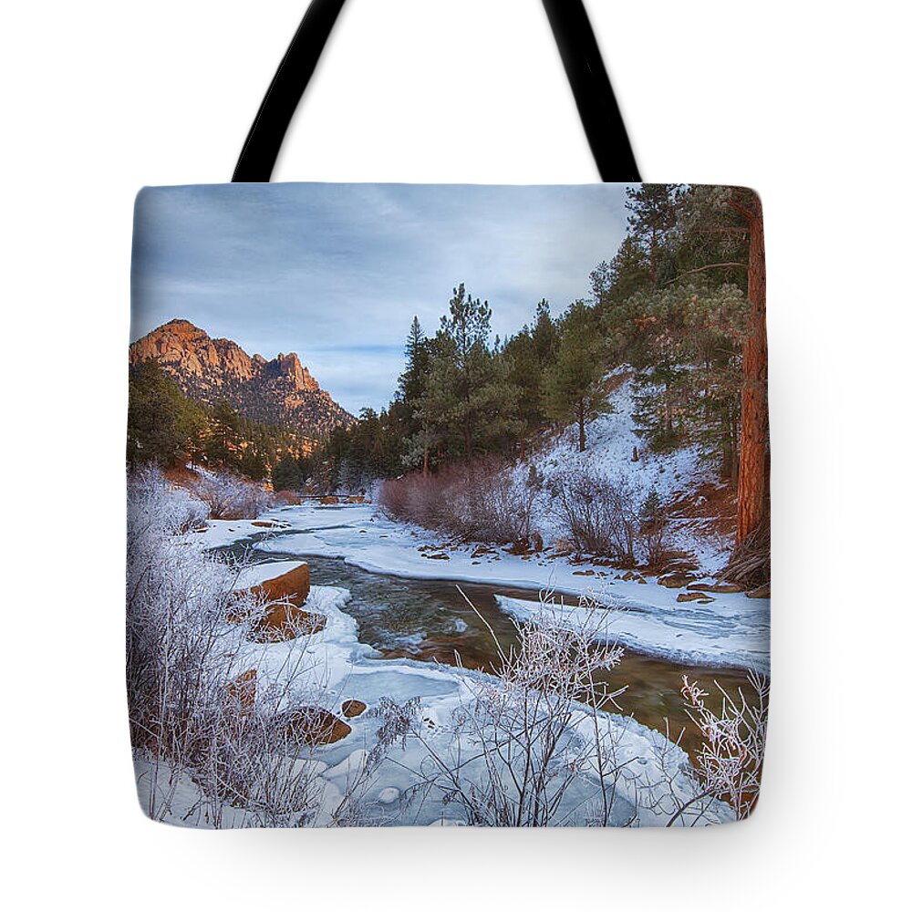Winter Tote Bag featuring the photograph Colorado Creek by Darren White