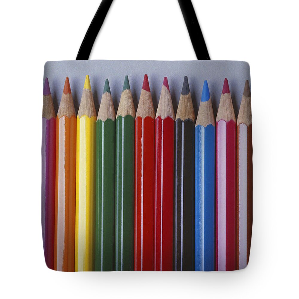 Art Tote Bag featuring the photograph Colored Pencils by Bonnie Sue Rauch