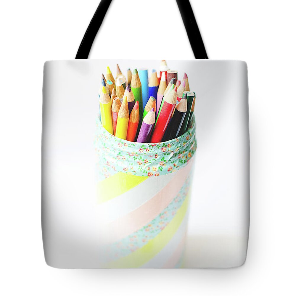 People Tote Bag featuring the photograph Colored Pencils by Lisa Gutierrez