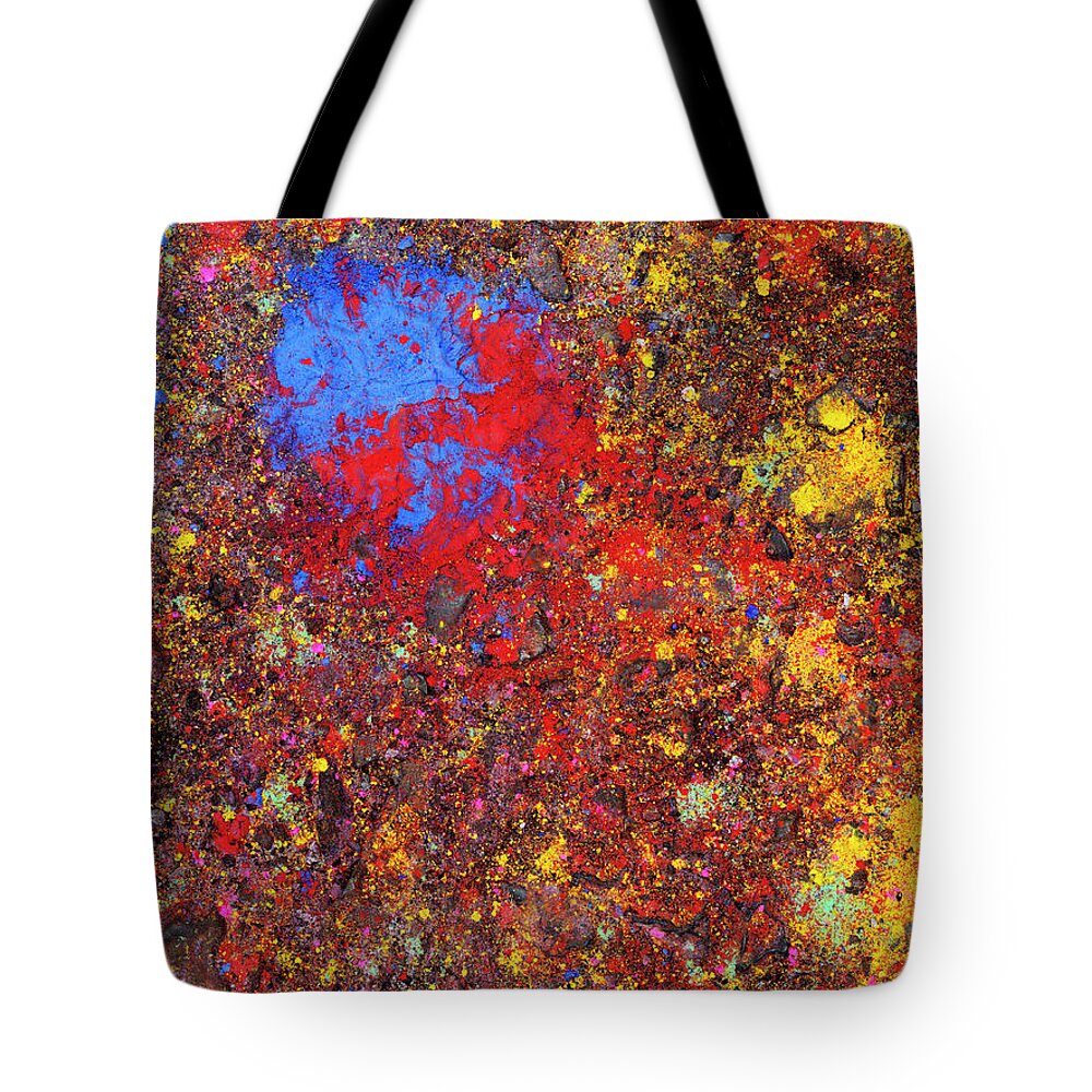 Copenhagen Tote Bag featuring the photograph Colored Powder On The Ground by Henrik Sorensen