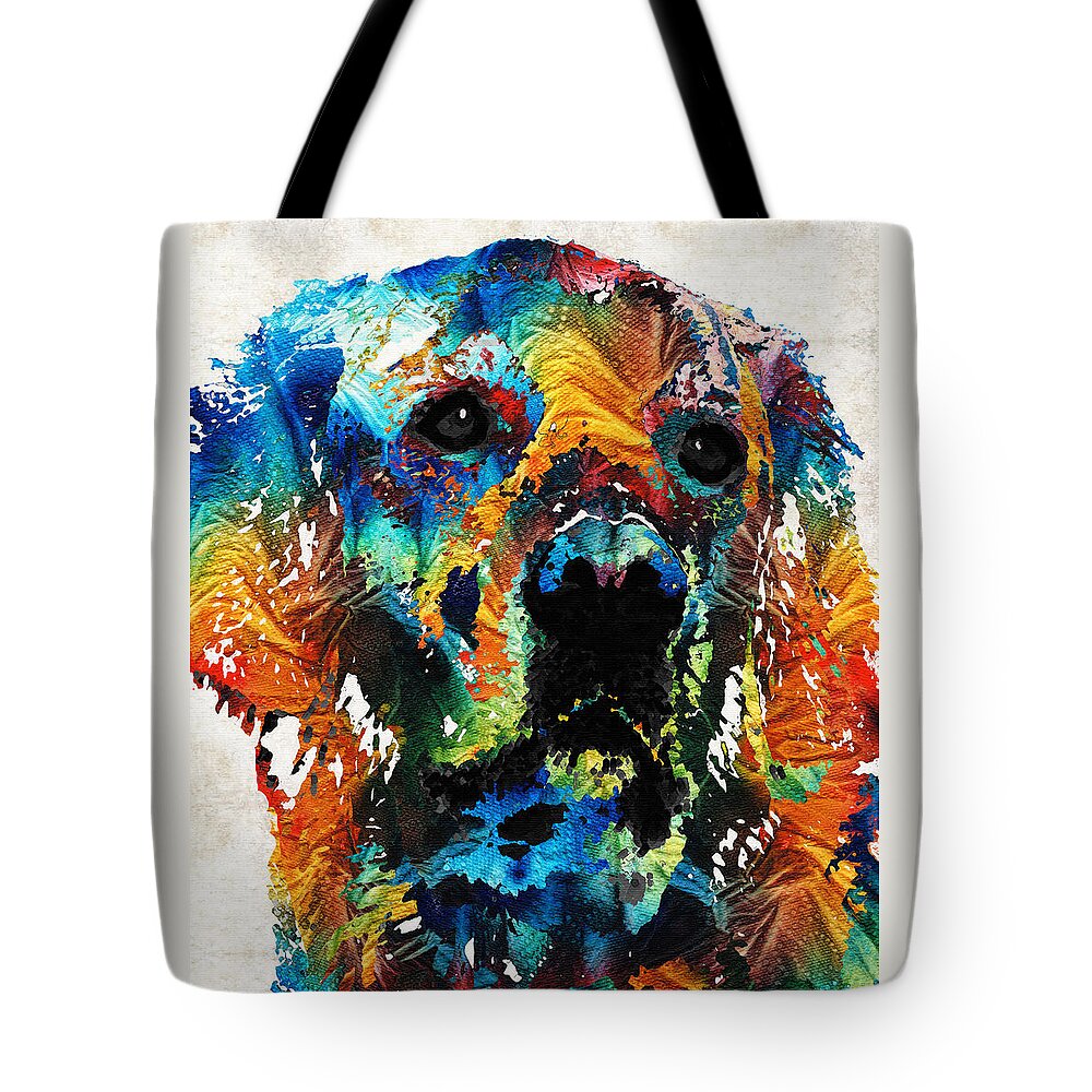 Dog Tote Bag featuring the painting Colorful Dog Art - Heart And Soul - By Sharon Cummings by Sharon Cummings
