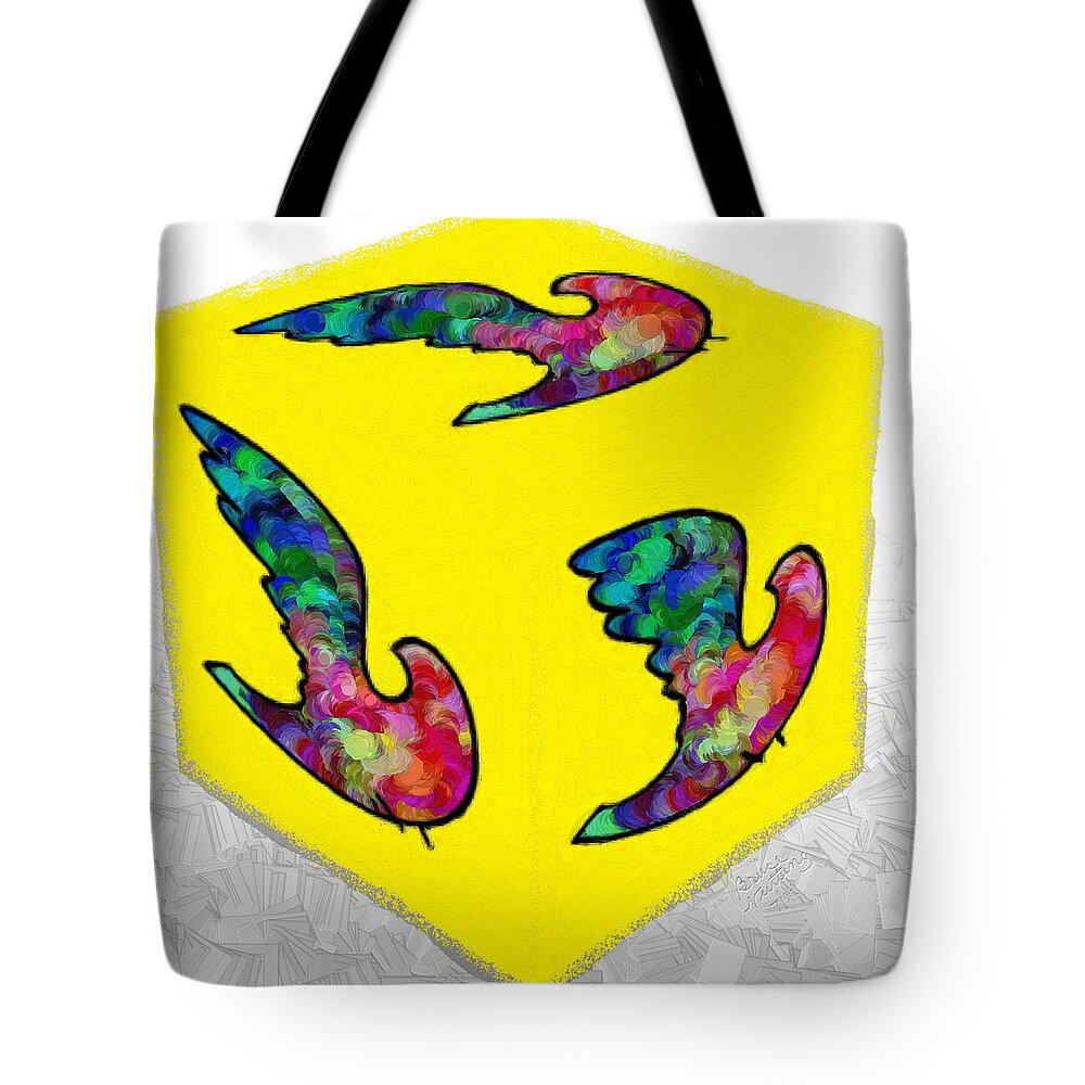 Dove Tote Bag featuring the painting Colorful Dove Cube by Bruce Nutting